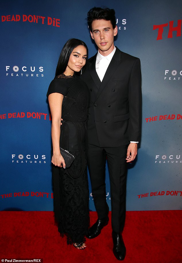 Cute couple: She was accompanied by her boyfriend Austin Butler, who wore a snazzy double-breasted black suit