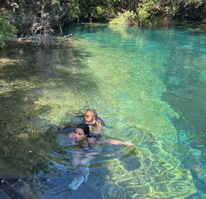 The Keeping Up With The Kardashians star swam with her oldest daughter