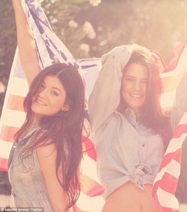 American girls: The reality star and her sister Kendall Jenner made sure to find plenty of photo opportunities during Independence day