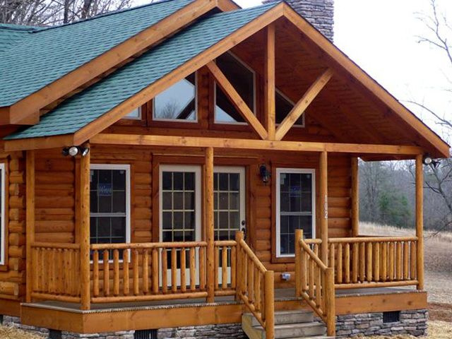 deck #cabins #loghomes #logcabins #mountainhome Flat Rock Log Cabin built  by Blue Ridge Log Cabins | Tree house deck, House deck, Log cabin homes