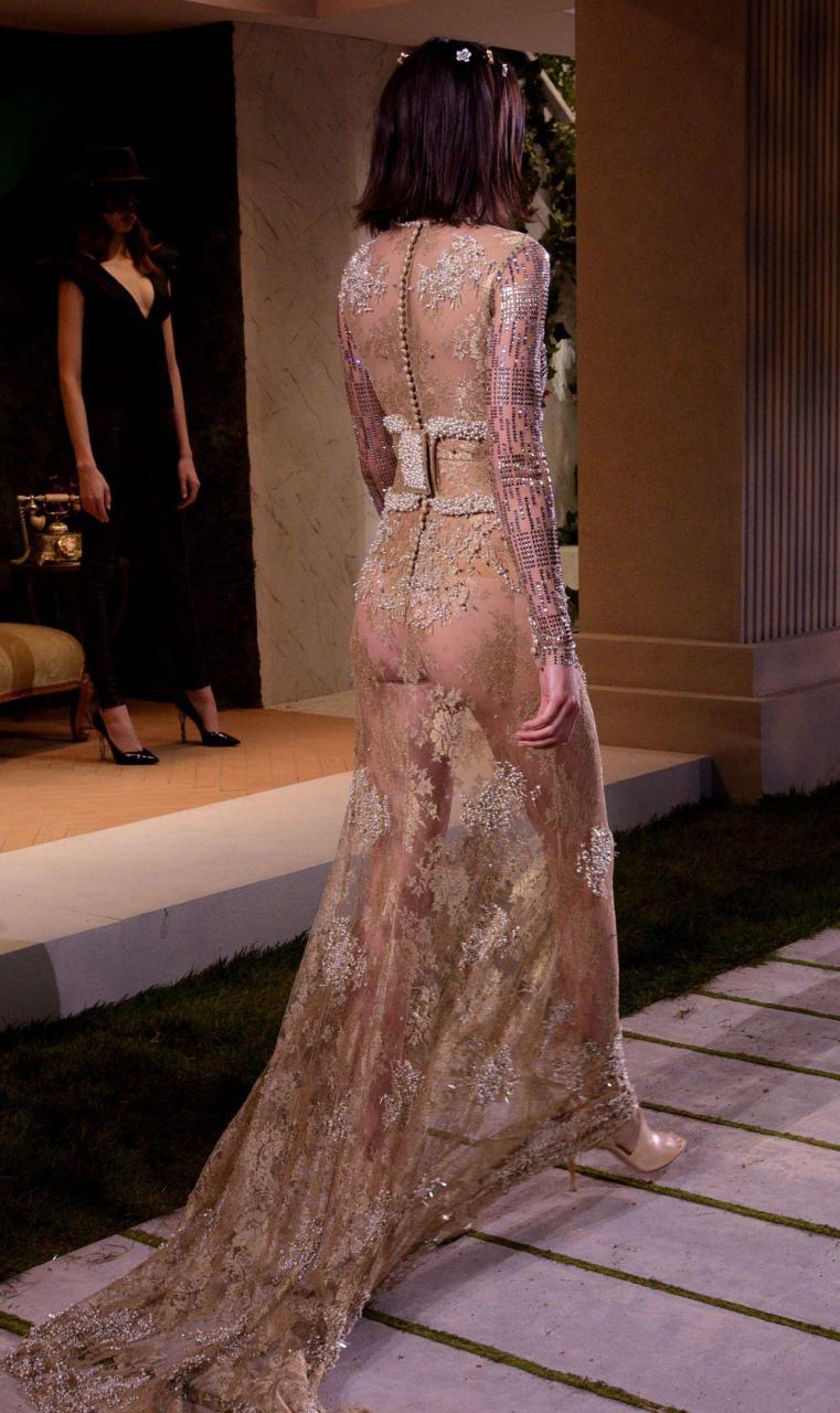  Kendall flashed her bottom as she walked the runway in the sheer gown