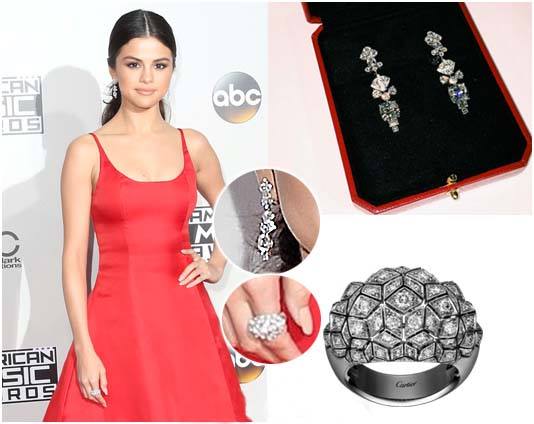 Cartier Ring and Earrings Selena Gomez Jewelry